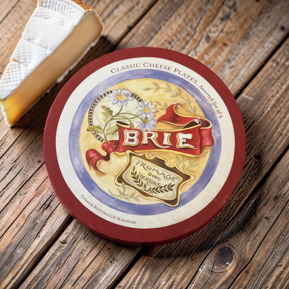 Vintage Restoration Hardware Classic Cheese Plates Set 4 Brie Stilton Emmental - Picture 10 of 12